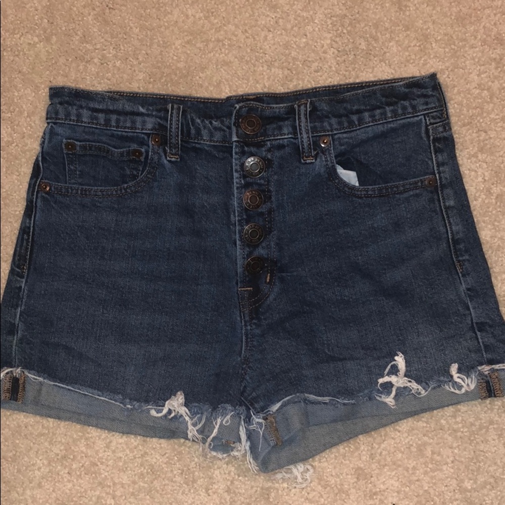 High rise dark jean shorts. Size 29.